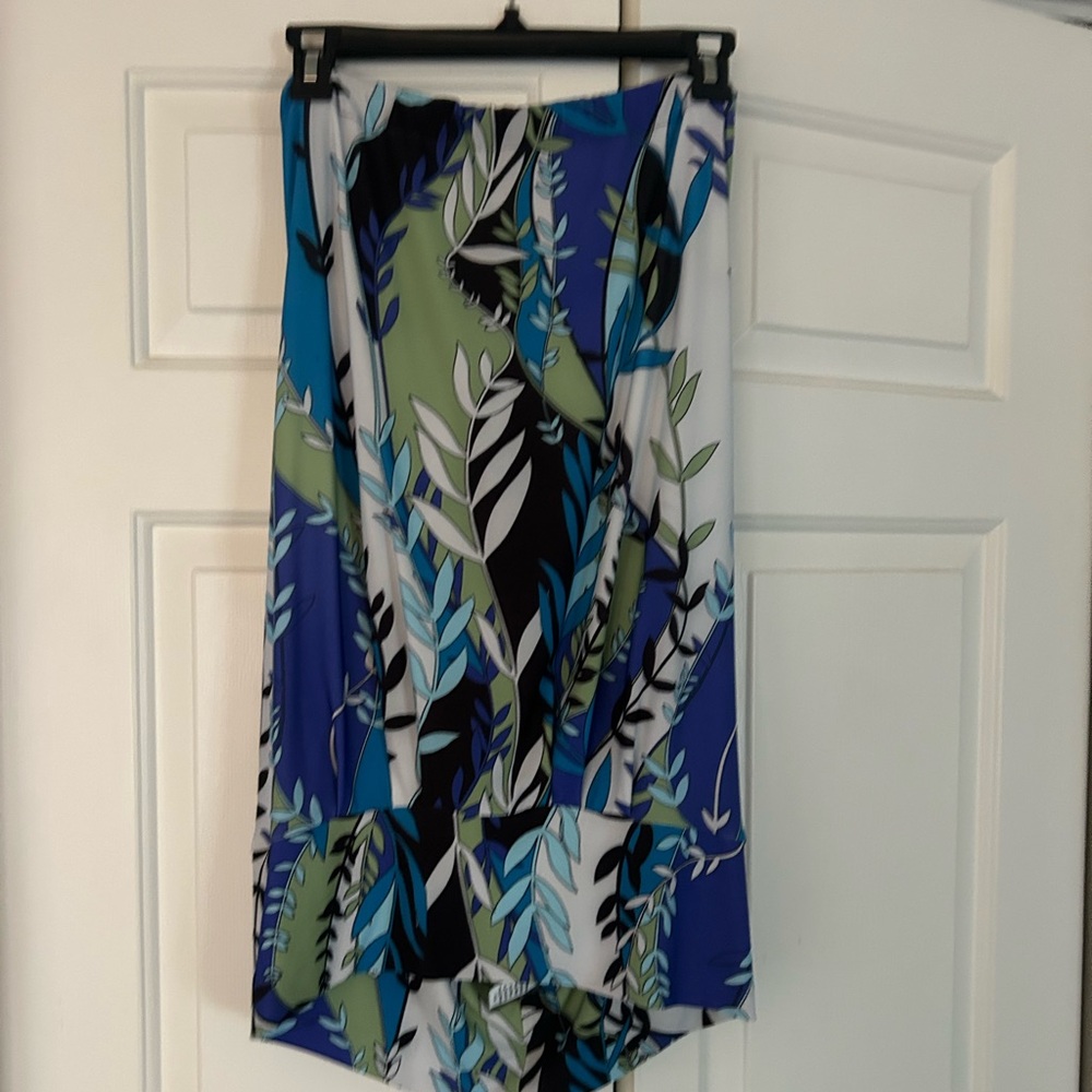 Julian Chang poly/spandex Leaf Print Asymmetrical top large